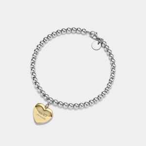 PERIMADE Heart Photo Locket Bracelet • Custom Picture Locket Bead Bracelet • Sterling Silver Friendship Jewelry • Trendy Best Friend Gift
