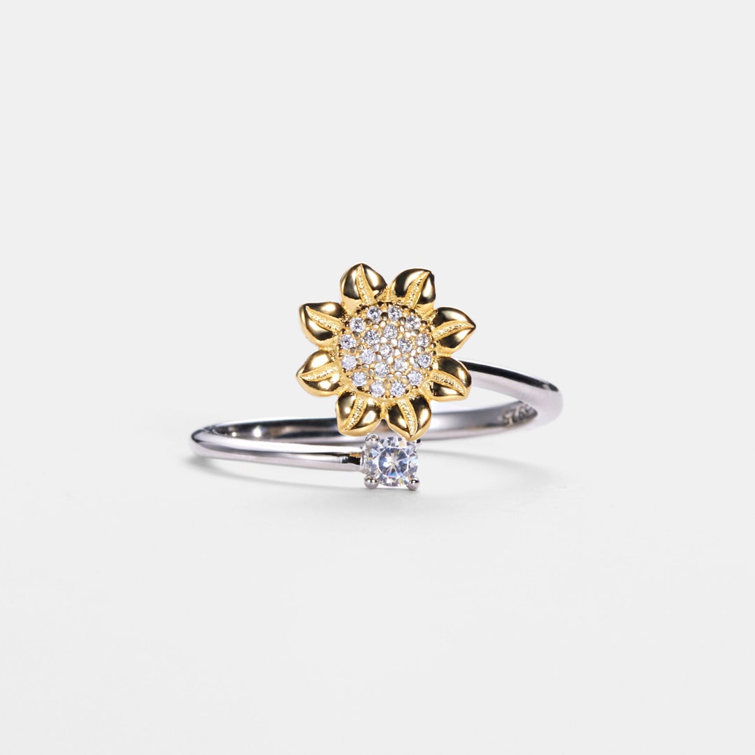 PERIMADE Sunflower Fidget Spinner Ring Sun Flower Anxiety - Etsy