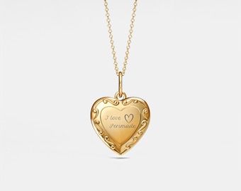 PERIMADE Heart Photo Locket Necklace • Waterproof Picture Locket Charm • Sterling Silver Keepsake Jewelry • Trendy Best Friend Gift