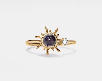 PERIMADE Sun Photo Projection Ring • Personalized Picture Inside Ring • Sterling Silver Keepsake Jewelry • Trendy Best Friend Gift