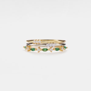 PERIMADE Blommig stapelring • Grön ädelstensring • Minimalistiska smycken i sterlingsilver • Födelsedagspresent