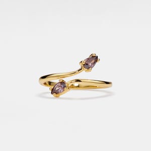 PERIMADE Amethyst Tulip Ring • Purple Crystal Flower Ring • Sterling Silver Floral Jewelry • Birthday Gift