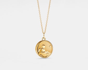 PERIMADE Little Prince Locket Necklace • Waterproof Picture Photo Locket Charm • Sterling Silver Keepsake Jewelry • Trendy Best Friend Gift