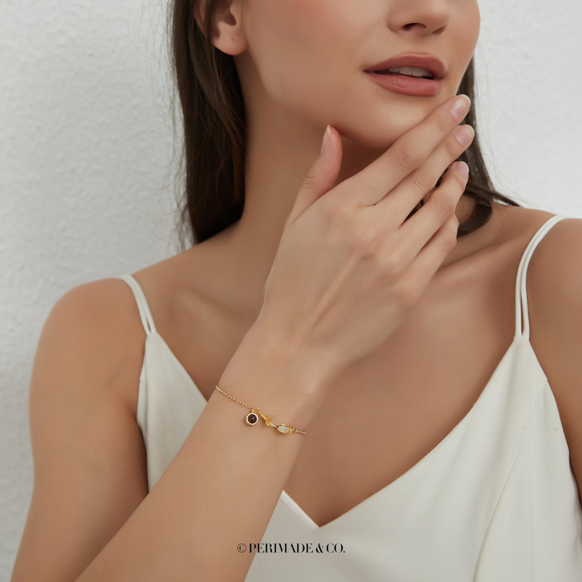 Bracciale PERIMADE con proiezione fotografica • Bracciale con tripla immagine personalizzata • Gioiello commemorativo in argento sterling • Regalo di compleanno - Italia