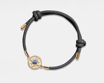 Bracelet de projection de boussole PERIMADE • Bracelet en cuir avec photo personnalisée • Bijoux commémoratifs en argent sterling • Cadeau de meilleur ami à la mode