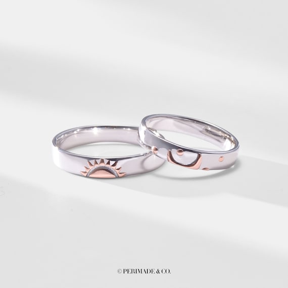 PERIMADE Sun Star Moon Couple Ring • Relationship Promise Wedding