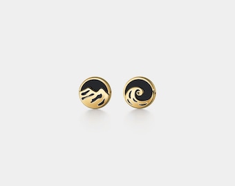 PERIMADE Mountain Ocean Stud Earrings • Dainty Couple Matching Earrings • Sterling Silver Friendship Jewelry • Trendy Best Friend Gift