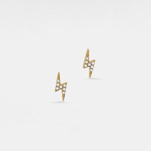 PERIMADE Lightning Bolt Stud Earrings • Dainty Gold Thunderbolt Earrings • Sterling Silver Friendship Jewelry • Trendy Best Friend Gift