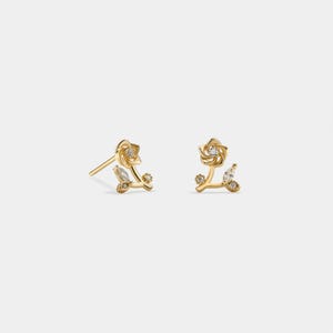 Boucles d'oreilles petites fleurs roses PERIMADE • Boucles d'oreilles petites fleurs en or délicates • Bijoux d'amitié en argent sterling • Cadeau tendance pour meilleur ami