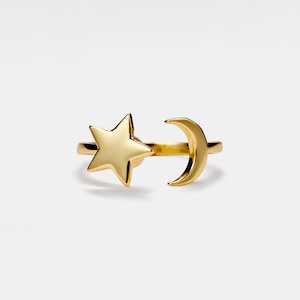 PERIMADE Fidget Spinner-ring • Månstjärne-snurrring • Himmelsmycken i sterlingsilver • Födelsedagspresent