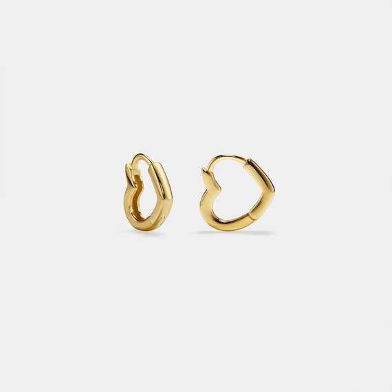 PERIMADE Heart Huggie Hoop Earrings • Small Gold Simple Elegant Earrings •  Sterling Silver Friendship Jewelry • Trendy Best Friend Gift