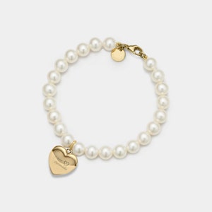 PERIMADE Heart Photo Locket Bracelet • Personalized Picture Pearl Bracelet • Sterling Silver Keepsake Jewelry • Trendy Best Friend Gift
