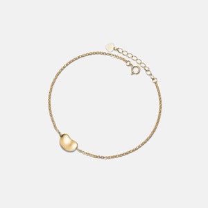 PERIMADE gouden bonenbedelarmband • Sierlijke bonenstapelarmband • Sterlingzilveren vriendschapssieraden • Trendy cadeau voor beste vriend