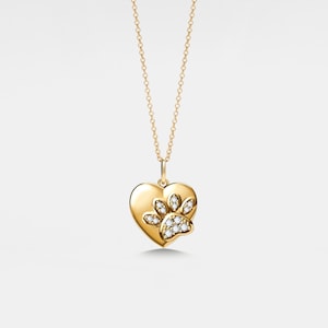 PERIMADE Heart Paw Photo Locket Necklace • Personalized Paw Print Picture Charm • Sterling Silver Keepsake Jewelry • Trendy Best Friend Gift