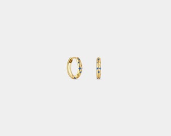 PERIMADE Blue Star Hoop Earrings • Small Cartilage Huggie Earrings • Sterling Silver Jewelry • Friendship Gift