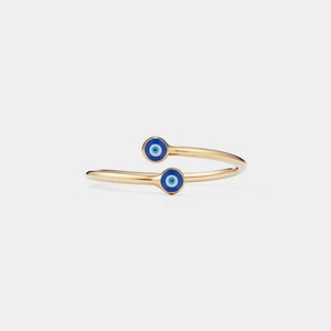 PERIMADE Evil Eye Nazar Bypass Ring • Turkish Blue Eye Stacking Ring • Sterling Silver Friendship Jewelry • Trendy Best Friend Gift