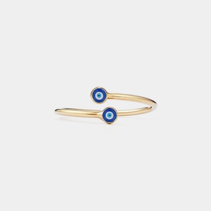 PERIMADE Evil Eye Nazar Bypass Ring • Turkish Blue Eye Stacking Ring • Sterling Silver Friendship Jewelry • Trendy Best Friend Gift