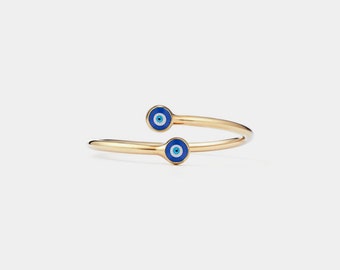 PERIMADE boze oog Nazar Bypass ring • Turkse blauwe oog stapelring • Sterling zilveren vriendschap sieraden • Trendy beste vriend cadeau