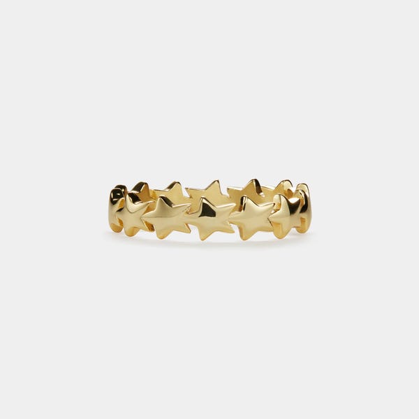 Anillo de banda de estrella de oro delicado PERIMADE • Anillo apilable de estrella de inspiración celestial • Joyería de amistad de plata esterlina • Regalo moderno para el mejor amigo