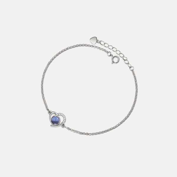 PERIMADE Custom Photo Projection Bracelet • Personalized Picture Open Heart Bracelet • Sterling Silver Friendship Jewelry • Best Friend Gift