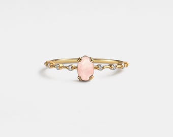 PERIMADE Rose Quartz Ring • Natural Pink Crystal Ring • Sterling Silver Healing Jewelry • Birthday Gift