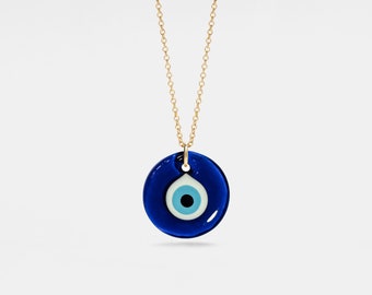 PERIMADE Turkish Evil Eye Charm Pendant • Nazar Blue Eye Layering Necklace • Sterling Silver Friendship Jewelry • Trendy Best Friend Gift