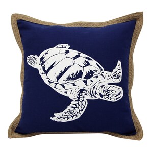 Pillow Case, Nautical Throw Pillow Cover, Beach Pillow Cover for Couch or Bed, Pillow Covers 3D Sea Turtle, Sea Horse, Shell image 2