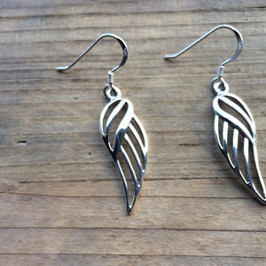 Angel wings small 925 silver earrings cut design sleek sensual beauty unique fairtrade ethical genuine gift love friendship