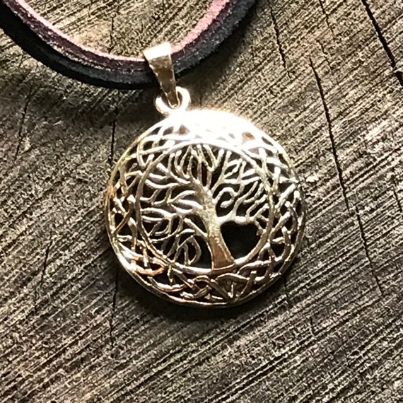 Tree of Life Goddess Bronze Pendant Black Rope Necklace