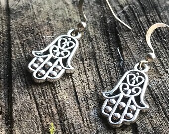 Silverly Orecchini Pendenti In Argento Sterling 925 Con Mano Di Hamsa E Filigrana Turchese, Donne, Regalo Con Panno Lucidante