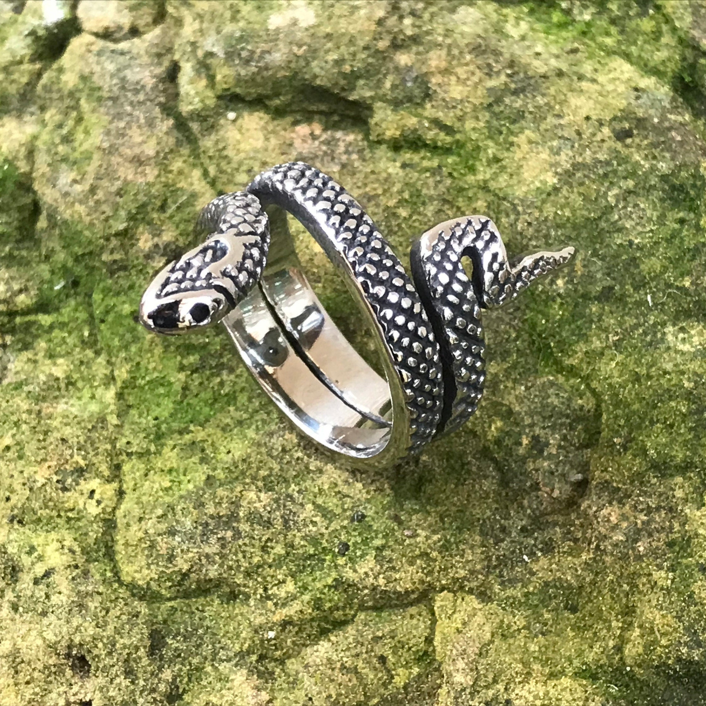 Snake Ring Carved Stainless Still Chunky Spiritual Healing - Etsy UK