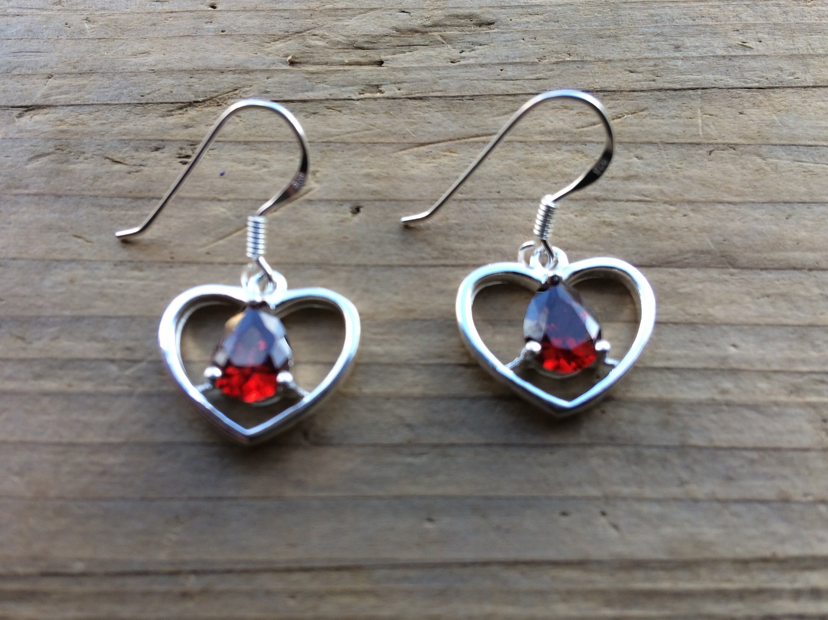 925 Silver love heart earrings true soul mate twin flame red | Etsy