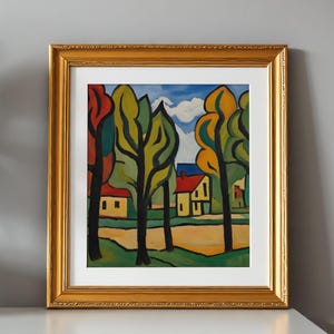 Printable Rural Landscape Oil Painting, Abstract Art Prints, Digital Download for Home Decor #0