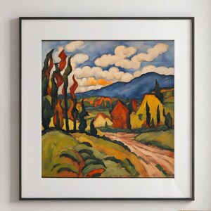 Printable Abstract Wall Art, Rural Landscape Oil Painting, Digital Download for Home Decor #5