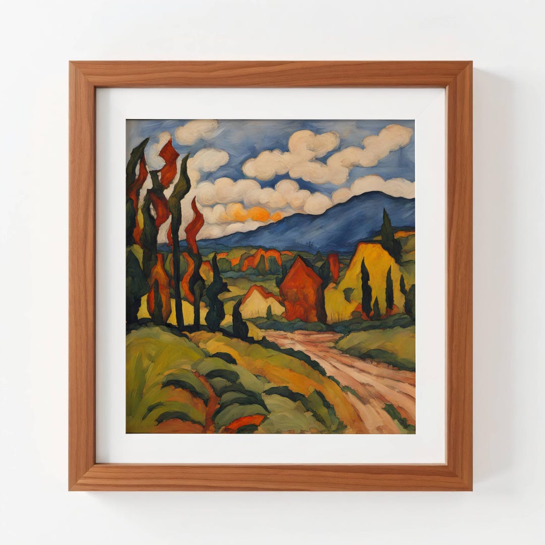 Printable Abstract Wall Art, Rural Landscape Oil Painting, Digital ...
