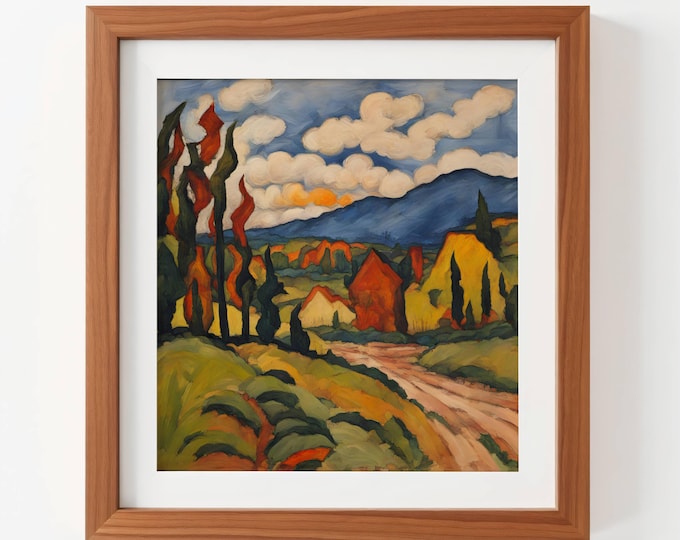 Featured listing image: Printable Abstract Wall Art, Rural Landscape Oil Painting, Digital Download for Home Decor #5