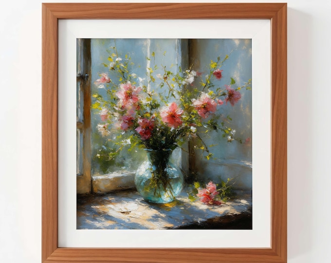 Featured listing image: Printable Floral Still Life Painting, Flower Arrangement Wall Art, Digital Download for Home Decor #7