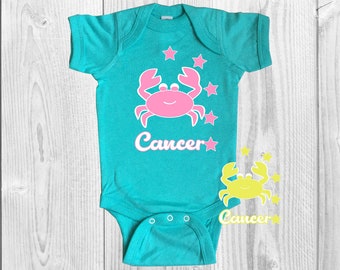 Cancer Baby Onesie, Teal, Infant, Zodiac, Bodysuit