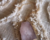 Rose quartz large pendant necklace, love crystals, Rose quartz, gold jewelry, rose quartz necklace
