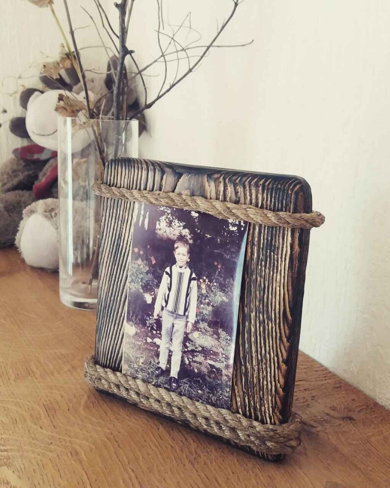 Burnt wood photo frame Rustic wood frame reclaimed wood Etsy