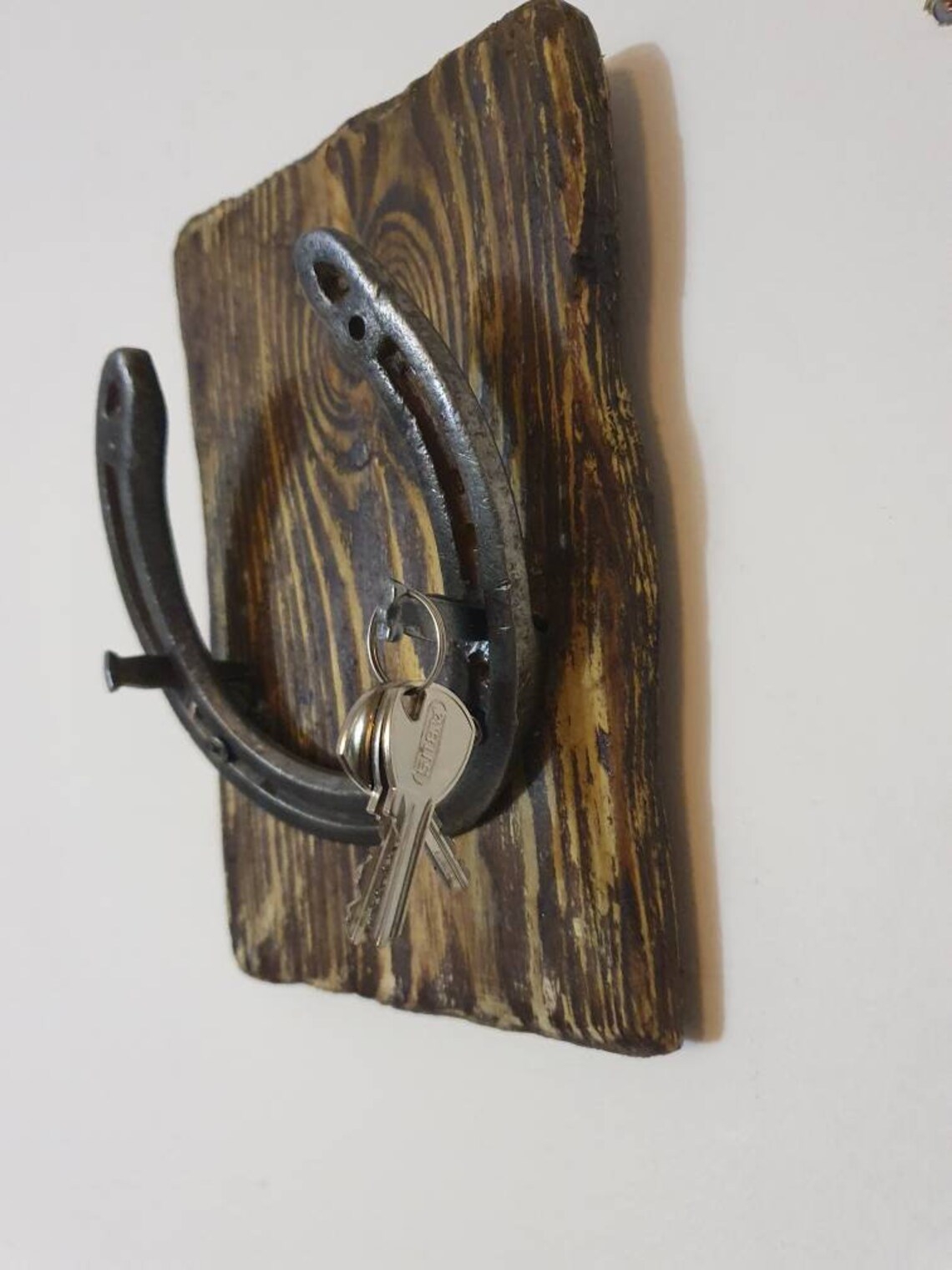 Rustic Barnwood and Horseshoe Key Holder. Wall Hanging Key Etsy