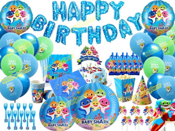Shark Brithday Party Supplies Party Decorationsshark Etsy