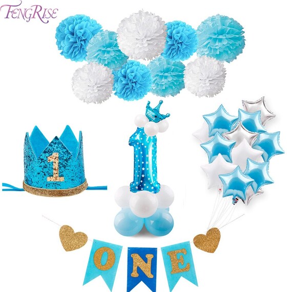 Yeele 4x5ft One Year Old Birthday Backdrop Girl Boy 1st Birthday Party Cake Smash Balloon Banner Photography Background Baby Shower Infant Portrait