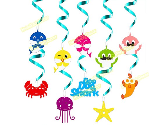 Shark Party Swirl Decorations Cute Shark Whirl Streamers Etsy