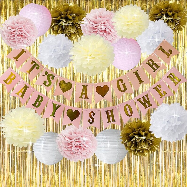 Girl Baby Shower It S A Girl Garland Bunting Banner For Etsy