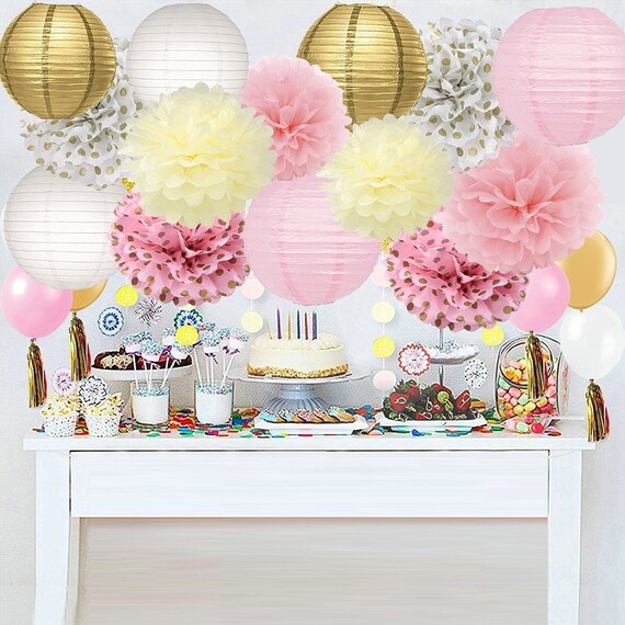 Pink Gold Baby Shower Decorations For Girl Birthday Party Decoration Kit