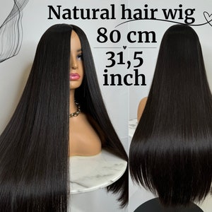 Full Lace Wig Human Hair. Dark Brown Etsy