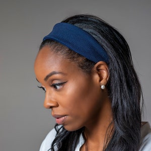 Simple Navy Satin-Lined Headband| Simple Satin Headband|Women's Headbands Satin Lined Headband| Hair Accessories