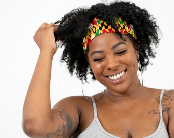 Satin-Lined Kente Headband|African Print Headbands|