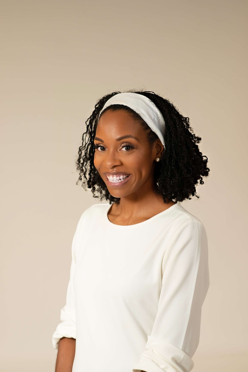 White Satin-lined Headband Satin Lined TurbanWhite Headband Hair Accessories Women HeadbandsBaby Headbands image 1